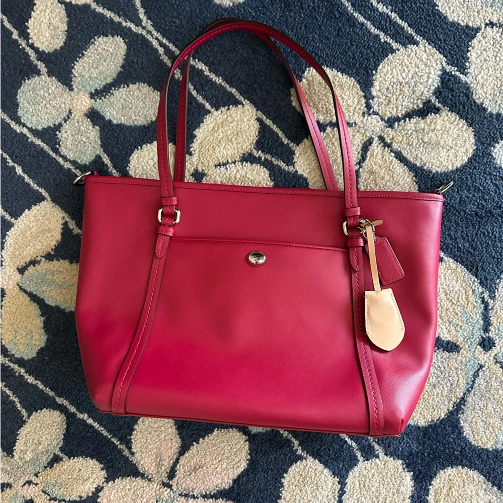 Coach || Peyton magenta leather tote bag